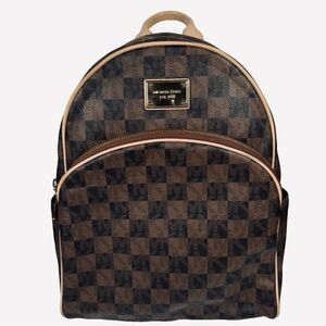 Michael Kors Dark Brown Checkered Backpack